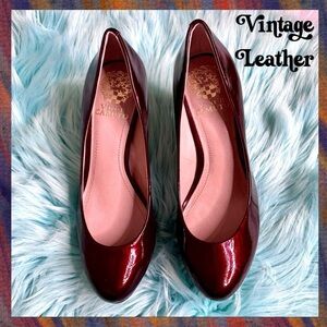 Vince Camuto Patent LEATHER Dark Red Vintage Heels Women’s 7